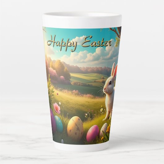 Frohe Ostern in einer Frühlingslandschaft Milchtasse (Vorderseite)