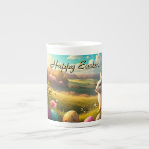 Frohe Ostern in einer Frühlingslandschaft Porzellantasse