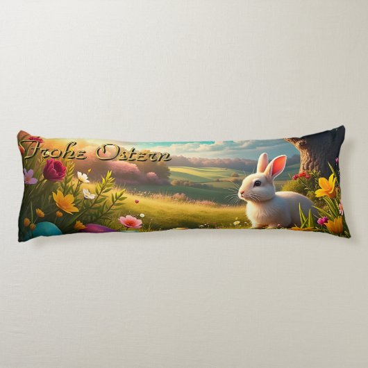 Frohe Ostern in einer Frühlingslandschaft Seitenschläferkissen (Rückseite)