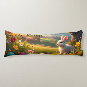 Frohe Ostern in einer Frühlingslandschaft Seitenschläferkissen