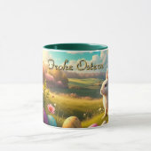 Frohe Ostern in einer Frühlingslandschaft Tasse (Zentrum)