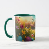 Frohe Ostern in einer Frühlingslandschaft Tasse (Links)
