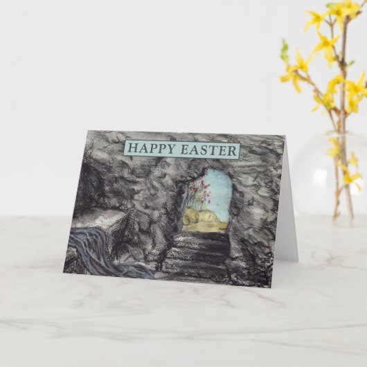 Frohe Ostern Jesus ist er Wasserfarbe Risen Karte (Gelbe Blume)