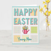 Frohe Ostern junge Männer Karte (Gelbe Blume)