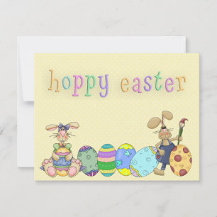 Frohe Ostern Junge und Mädchen Hasen Bemalte Eier Feiertagskarte