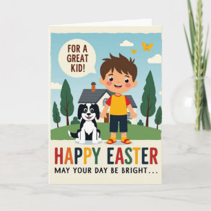 Frohe Ostern Jungen Szene Karte