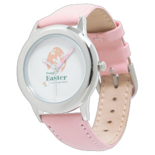 Frohe Ostern – Kaninchen & Ei Florales Design Armbanduhr