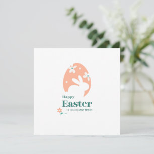 Frohe Ostern – Kaninchen & Ei Florales Design Einladung