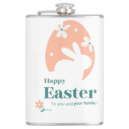 Frohe Ostern – Kaninchen & Ei Florales Design Flachmann