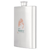 Frohe Ostern – Kaninchen & Ei Florales Design Flachmann (Links)