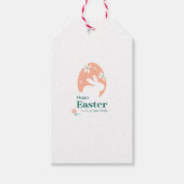 Frohe Ostern – Kaninchen & Ei Florales Design Geschenkanhänger (Vorderseite)