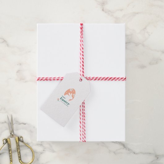 Frohe Ostern – Kaninchen & Ei Florales Design Geschenkanhänger (Mit Garn)