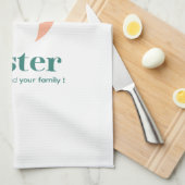 Frohe Ostern – Kaninchen & Ei Florales Design Geschirrtuch (Viertel Falte)