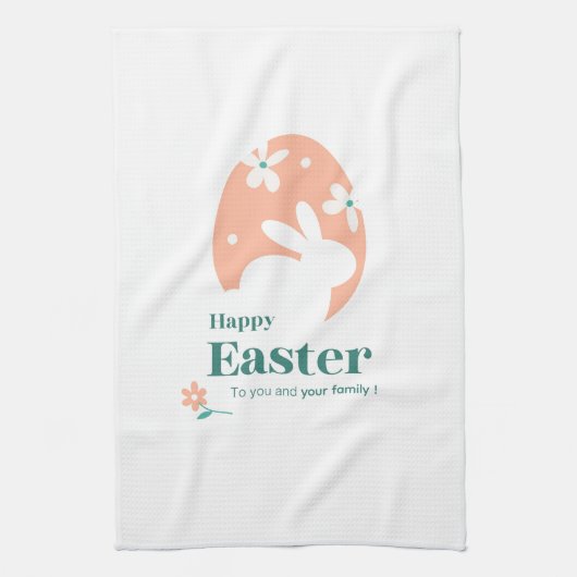 Frohe Ostern – Kaninchen & Ei Florales Design Geschirrtuch (Vertikal)