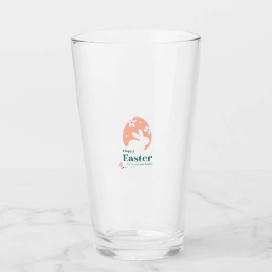 Frohe Ostern – Kaninchen & Ei Florales Design Glas (Vorderseite)