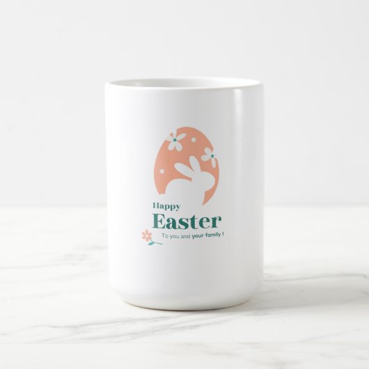 Frohe Ostern – Kaninchen & Ei Florales Design Kaffeetasse (Mittel)