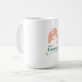 Frohe Ostern – Kaninchen & Ei Florales Design Kaffeetasse (Vorderseite Links)