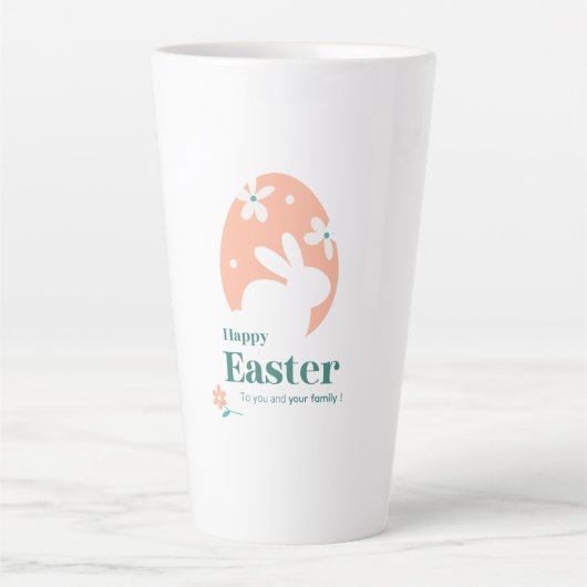 Frohe Ostern – Kaninchen & Ei Florales Design Milchtasse (Vorderseite)