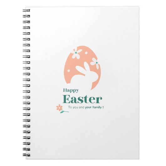 Frohe Ostern – Kaninchen & Ei Florales Design Notizblock (Vorderseite)