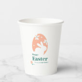 Frohe Ostern – Kaninchen & Ei Florales Design Pappbecher (Vorderseite)