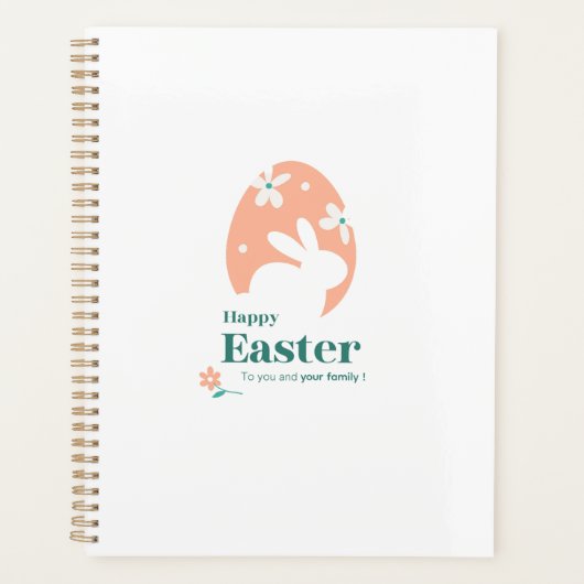 Frohe Ostern – Kaninchen & Ei Florales Design Planer (Vorderseite)