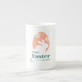 Frohe Ostern – Kaninchen & Ei Florales Design Porzellantasse