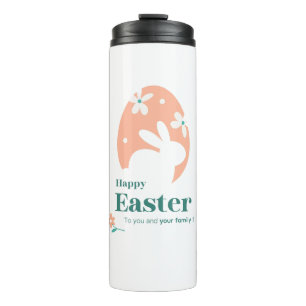 Frohe Ostern – Kaninchen & Ei Florales Design Thermosbecher