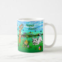 Frohe Ostern! Kaninchen, Küken und Welpen