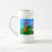 Frohe Ostern! Kaninchen mit Bunny und Chick Bierglas (Links)