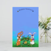 Frohe Ostern! Kaninchen mit Bunny und Chick Briefpapier (Stehend Vorderseite)