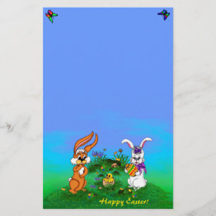 Frohe Ostern! Kaninchen mit Bunny und Chick Briefpapier