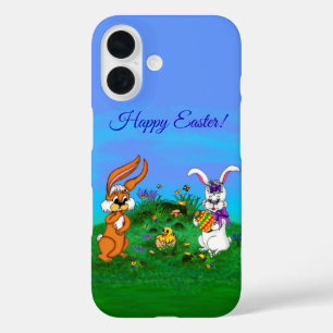 Frohe Ostern! Kaninchen mit Bunny und Chick iPhone 16 Hülle