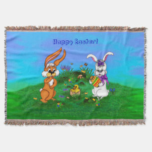 Frohe Ostern! Kaninchen mit Bunny und Chick Decke