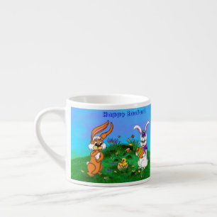 Frohe Ostern! Kaninchen mit Bunny und Chick Espressotasse