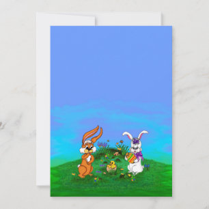 Frohe Ostern! Kaninchen mit Bunny und Chick Feiertagskarte