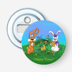 Frohe Ostern! Kaninchen mit Bunny und Chick Flaschenöffner