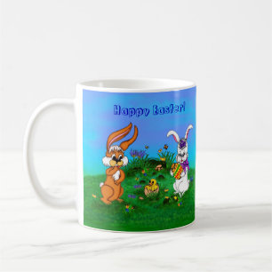 Frohe Ostern! Kaninchen mit Bunny und Chick Kaffeetasse