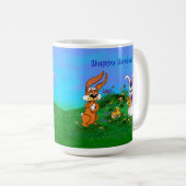 Frohe Ostern! Kaninchen mit Bunny und Chick Kaffeetasse (VorderseiteRechts)