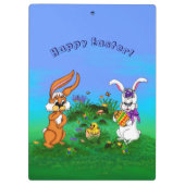 Frohe Ostern! Kaninchen mit Bunny und Chick Klemmbrett (Rückseite)