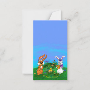 Frohe Ostern! Kaninchen mit Bunny und Chick Mitteilungskarte