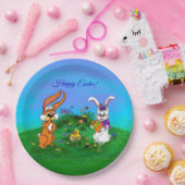 Frohe Ostern! Kaninchen mit Bunny und Chick Pappteller (Party)