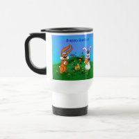 Frohe Ostern! Kaninchen mit Bunny und Chick