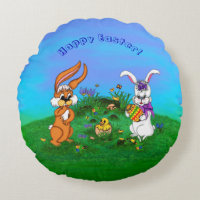 Frohe Ostern! Kaninchen mit Bunny und Chick