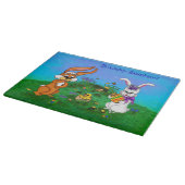 Frohe Ostern! Kaninchen mit Bunny und Chick Schneidebrett (Ecke)