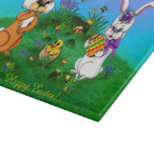 Frohe Ostern! Kaninchen mit Bunny und Chick Schneidebrett (Ecke)