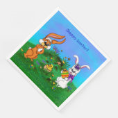 Frohe Ostern! Kaninchen mit Bunny und Chick Serviette (Ecke)