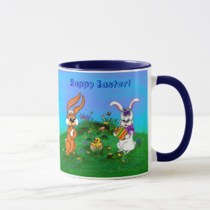Frohe Ostern! Kaninchen mit Bunny und Chick Tasse