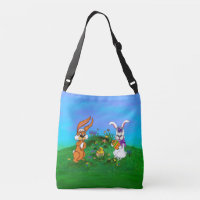 Frohe Ostern! Kaninchen mit Bunny und Chick