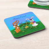 Frohe Ostern! Kaninchen mit Bunny und Chick Untersetzer (Linke Seite)