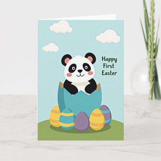 Frohe Ostern Karte mit geknacktem Ei (Vorderseite)